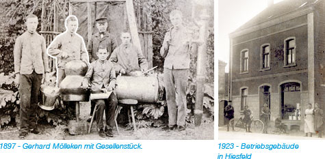 1897 &ndash; Gerhard M&ouml;lleken mit Gesellenst&uuml;ck | 1923 &ndash; Betriebsgel&auml;nde in Hiesfeld